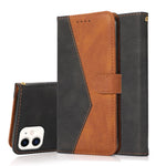 Dual Color Splicing Anti-Drop Wallet Stand Design Leather Phone Cover with Wrist Strap for iPhone 11 6.1 inch