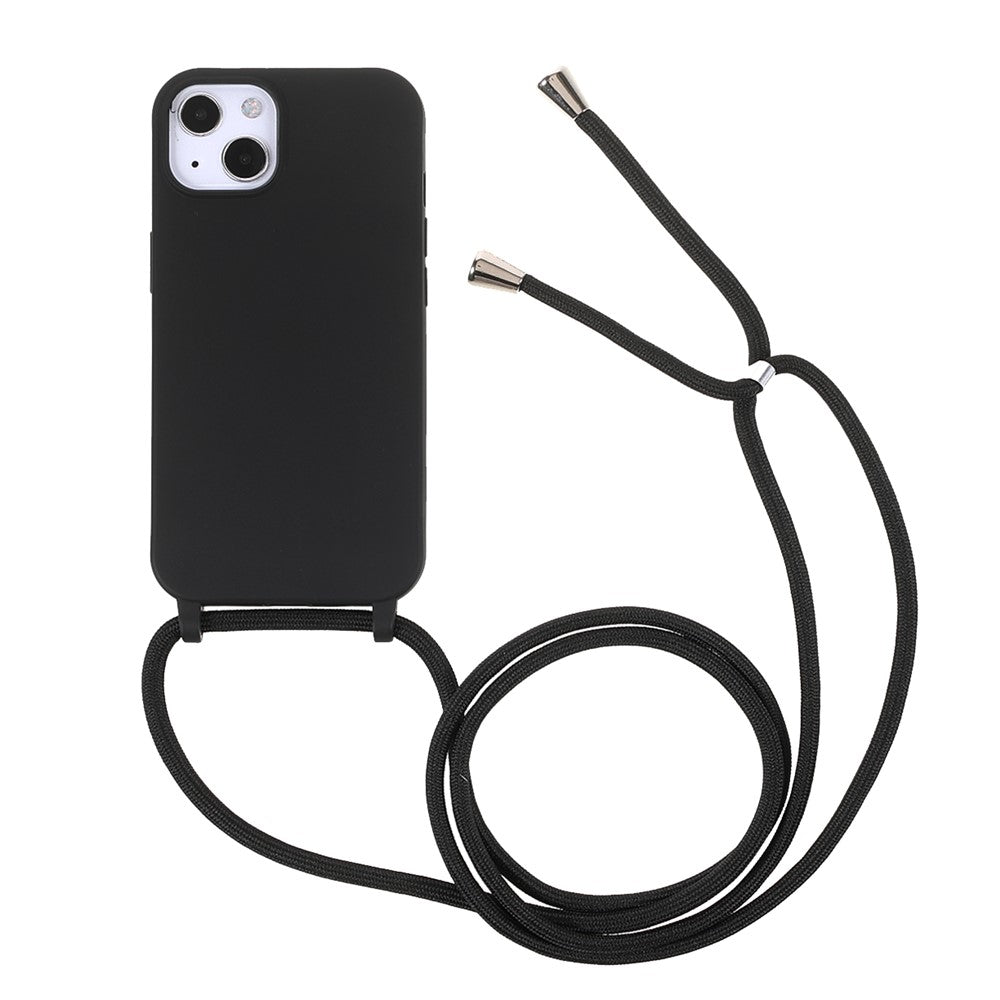 Flexible TPU Mobile Phone Back Case Protector with Adjustable Lanyard for iPhone 13 mini 5.4 inch