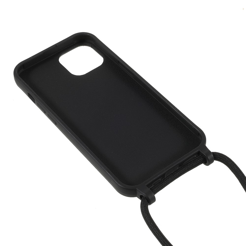 Flexible TPU Mobile Phone Back Case Protector with Adjustable Lanyard for iPhone 13 mini 5.4 inch