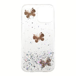 3D Butterfly Pattern Glittering Epoxy TPU Cell Phone Cover Shell for iPhone 13 Pro 6.1 inch