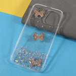 3D Butterfly Pattern Glittering Epoxy TPU Cell Phone Cover Shell for iPhone 13 Pro 6.1 inch