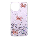 3D Fjärilsmönster Glitterpulver Epoxy TPU mobilskal till iPhone 13 Pro Max 6,7 tum