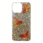 3D Fjärilsmönster Glitterpulver Epoxy TPU mobilskal till iPhone 13 Pro Max 6,7 tum