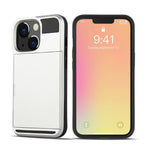 Reptåligt TPU + PC-mobilskal med glidande korthållare för iPhone 13 Pro 6,1 tum