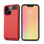 Reptåligt TPU + PC-mobilskal med glidande korthållare för iPhone 13 Pro 6,1 tum