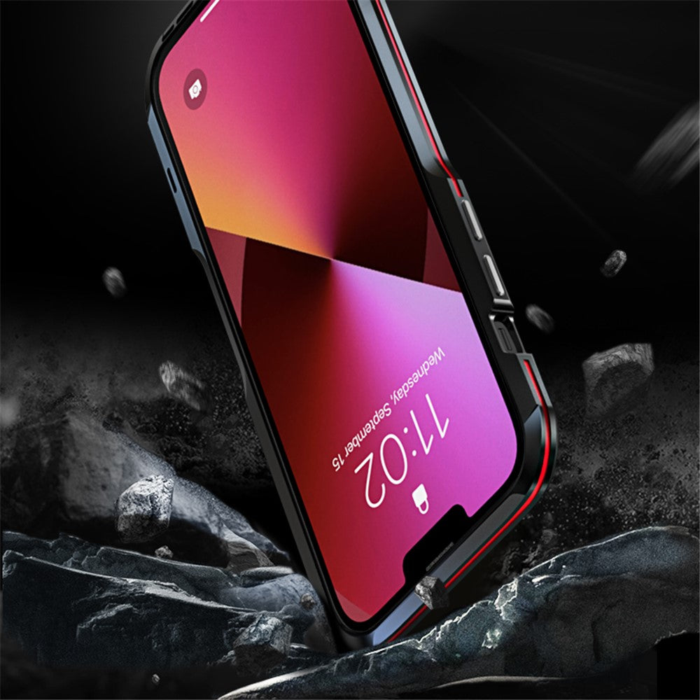 LUPHIE Slim Cool Design Shock Absorbent Metal Frame Bumper Cover for iPhone 13 mini 5.4 inch