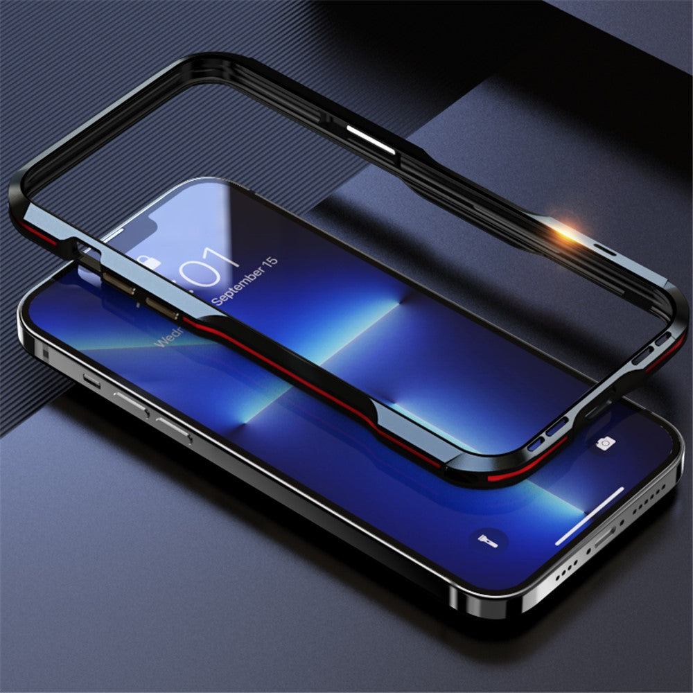 LUPHIE Slim Cool Design Shock Absorbent Metal Frame Bumper Cover for iPhone 13 mini 5.4 inch