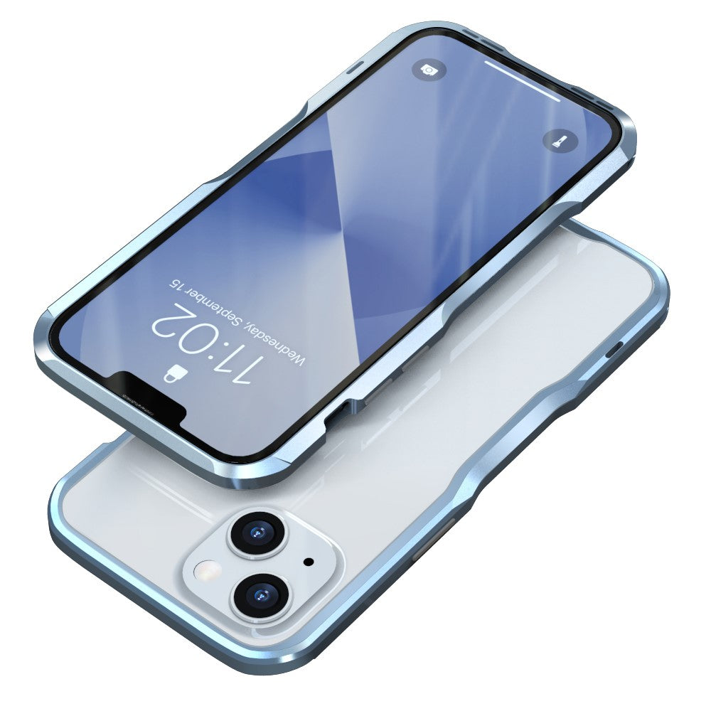 LUPHIE Slim Cool Design Shock Absorbent Metal Frame Bumper Cover for iPhone 13 mini 5.4 inch