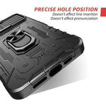 Heltäckande skyddande hybridmobilskal i hårt PC + TPU med härdat glas, stativ för iPhone 13 Pro Max 6,7 tum