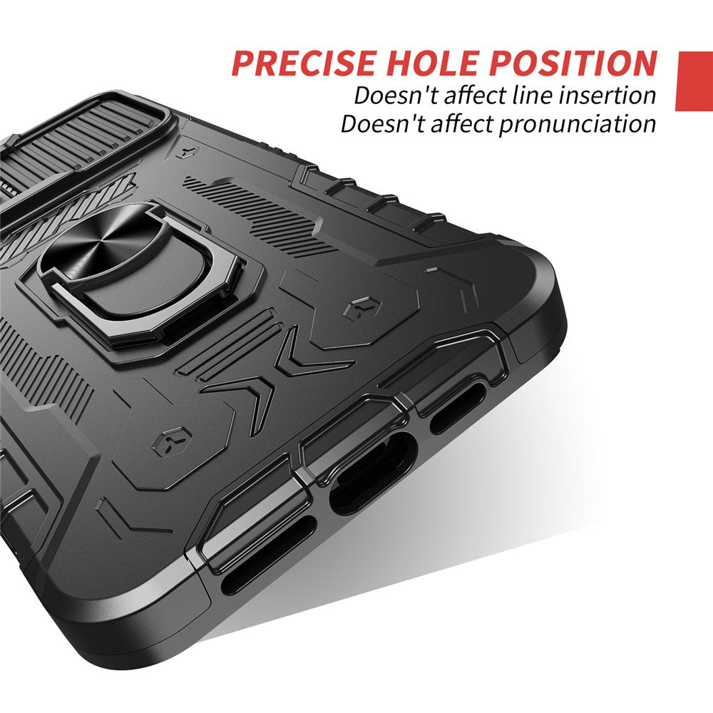 Heltäckande skyddande hybridmobilskal i hårt PC + TPU med härdat glas, stativ för iPhone 13 Pro Max 6,7 tum