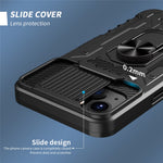 Fuldt beskyttende hårdt PC + TPU-hybridmobilcover + hærdet glasfilm med stativ til iPhone 13 6,1 tommer