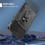 Fuldt beskyttende hårdt PC + TPU-hybridmobilcover + hærdet glasfilm med stativ til iPhone 13 6,1 tommer