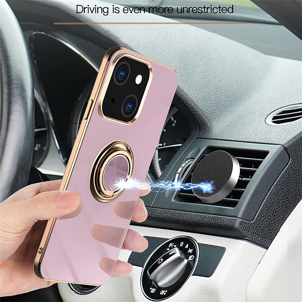 Mirror Surface Electroplating Anti Fall TPU Phone Case Cover with Kickstand for iPhone 13 mini 5.4 inch