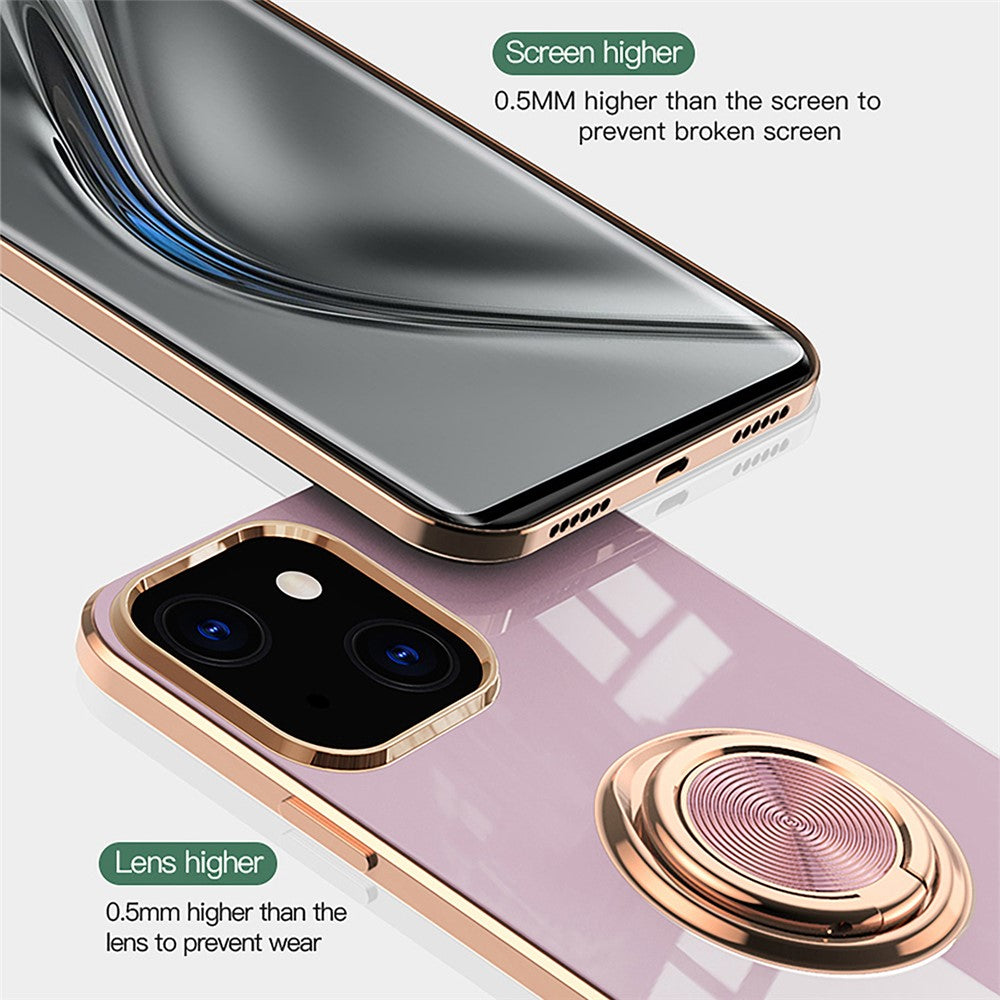 Mirror Surface Electroplating Anti Fall TPU Phone Case Cover with Kickstand for iPhone 13 mini 5.4 inch