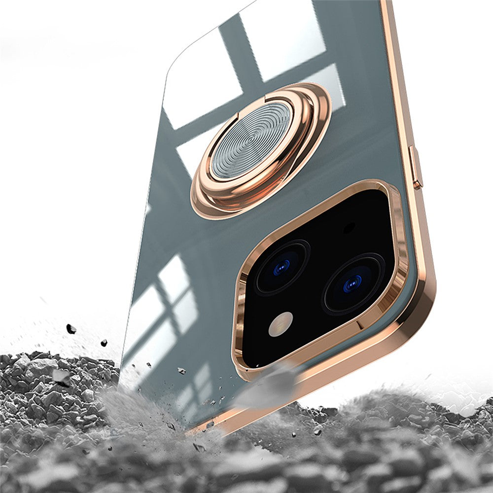 Mirror Surface Electroplating Anti Fall TPU Phone Case Cover with Kickstand for iPhone 13 mini 5.4 inch