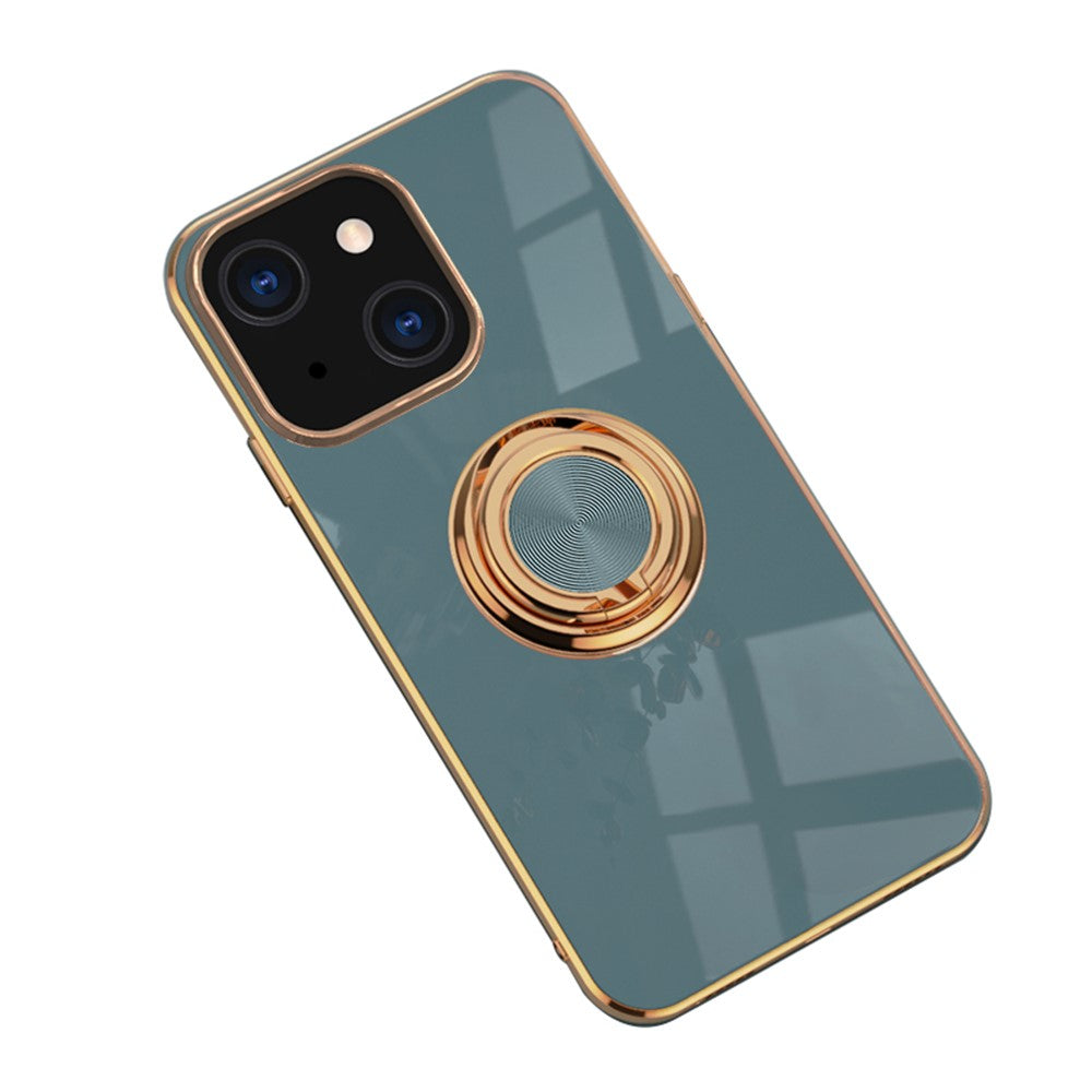 Mirror Surface Electroplating Anti Fall TPU Phone Case Cover with Kickstand for iPhone 13 mini 5.4 inch