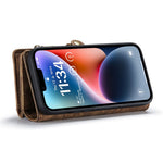 CASEME 008-serien til iPhone 13 mini, aftageligt 2-i-1-pungcover, stødabsorberende PU-læder + TPU-mobilstativ
