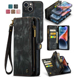 CASEME 008 Series Stødabsorberende Aftagelig 2-i-1 Multifunktions TPU + PU-læder Telefon Pung Stativ Cover til iPhone 13 6.1 tommer