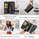 CASEME 008 Series Stødabsorberende Aftagelig 2-i-1 Multifunktions TPU + PU-læder Telefon Pung Stativ Cover til iPhone 13 6.1 tommer