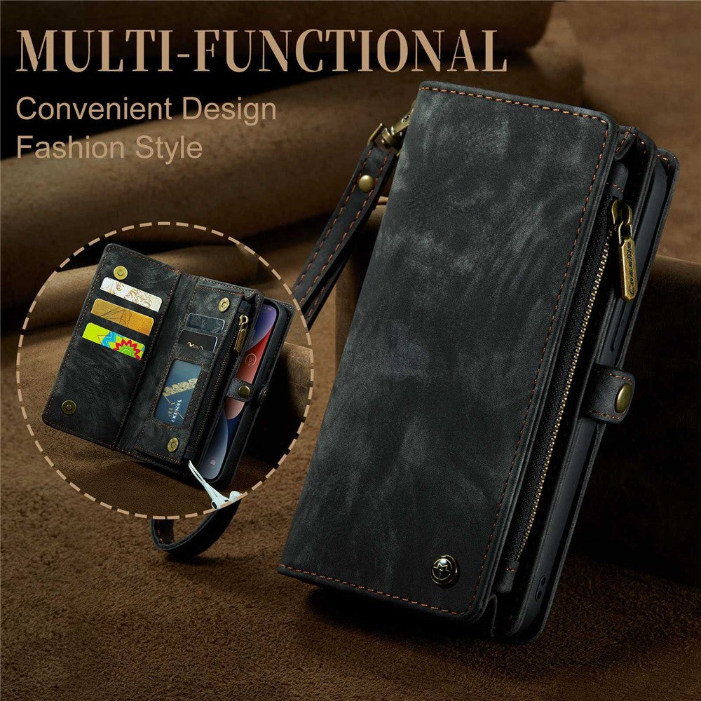 CASEME 008 Series Stødabsorberende Aftagelig 2-i-1 Multifunktions TPU + PU-læder Telefon Pung Stativ Cover til iPhone 13 6.1 tommer
