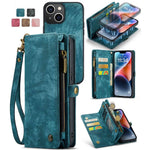 CASEME 008 Series Stødabsorberende Aftagelig 2-i-1 Multifunktions TPU + PU-læder Telefon Pung Stativ Cover til iPhone 13 6.1 tommer