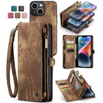 CASEME 008 Series Stødabsorberende Aftagelig 2-i-1 Multifunktions TPU + PU-læder Telefon Pung Stativ Cover til iPhone 13 6.1 tommer