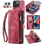 CASEME 008 Series Stødabsorberende Aftagelig 2-i-1 Multifunktions TPU + PU-læder Telefon Pung Stativ Cover til iPhone 13 6.1 tommer