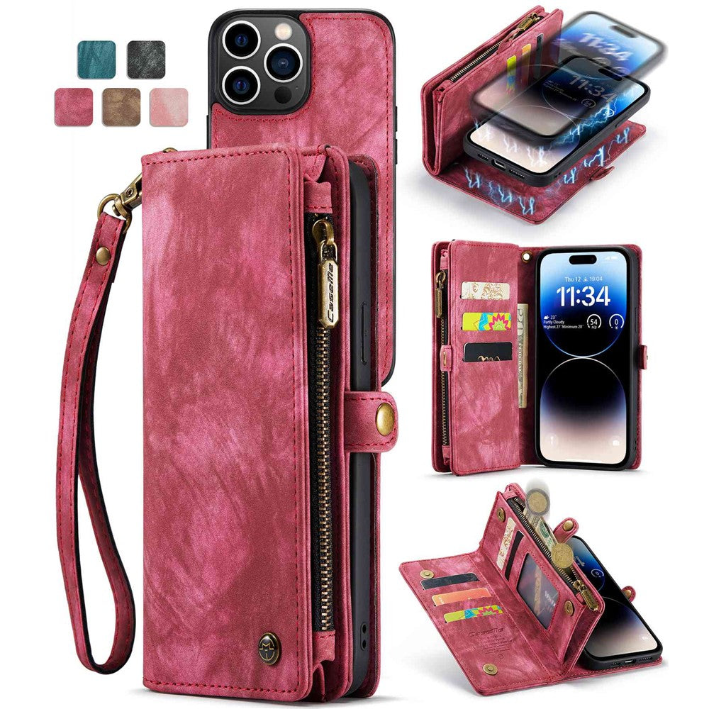 CASEME 008 Series Shock-Absorbed Detachable 2-in-1 Multi-function TPU + PU Leather Phone Wallet Stand Shell for iPhone 13 Pro Max 6.7 inch
