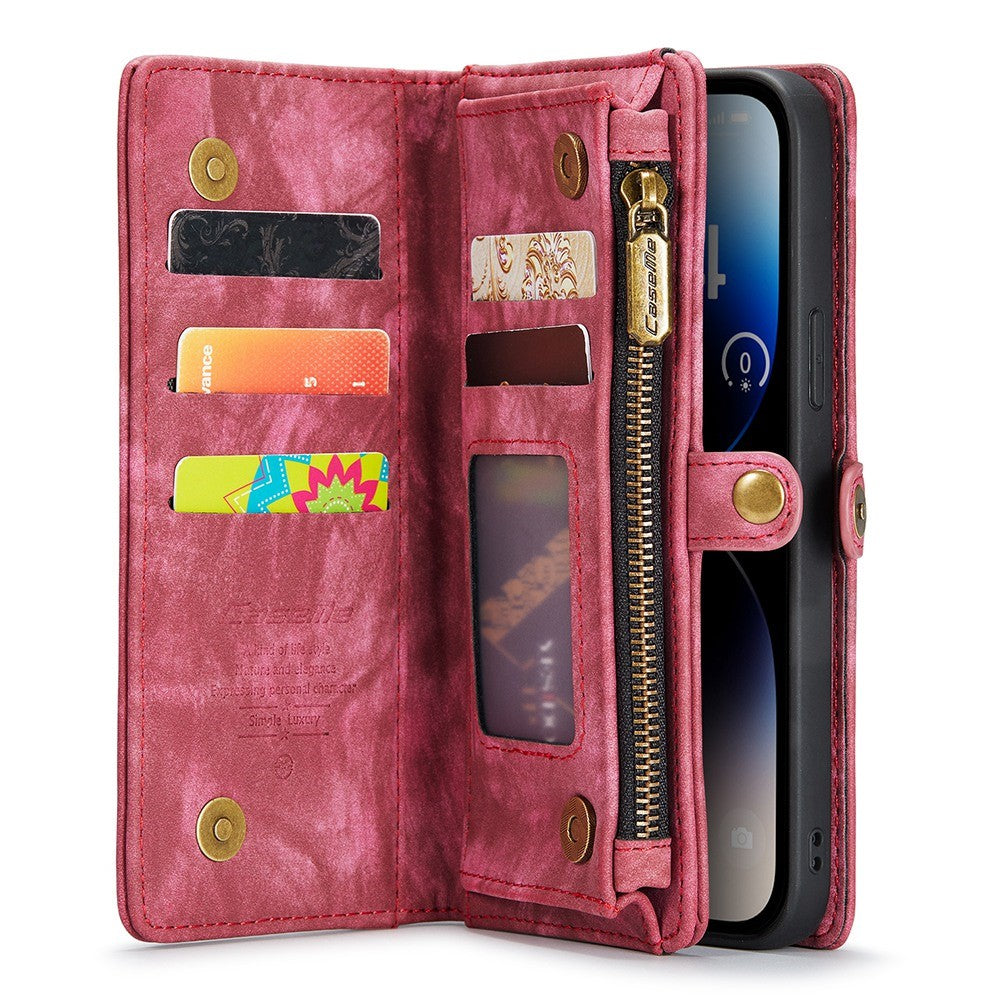 CASEME 008 Series Shock-Absorbed Detachable 2-in-1 Multi-function TPU + PU Leather Phone Wallet Stand Shell for iPhone 13 Pro Max 6.7 inch