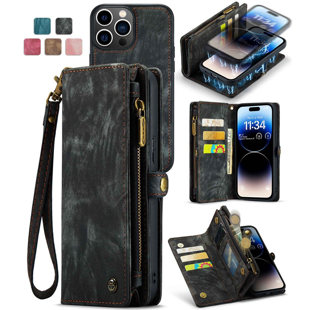 CASEME 008 Series Shock-Absorbed Detachable 2-in-1 Multi-function TPU + PU Leather Phone Wallet Stand Shell for iPhone 13 Pro Max 6.7 inch