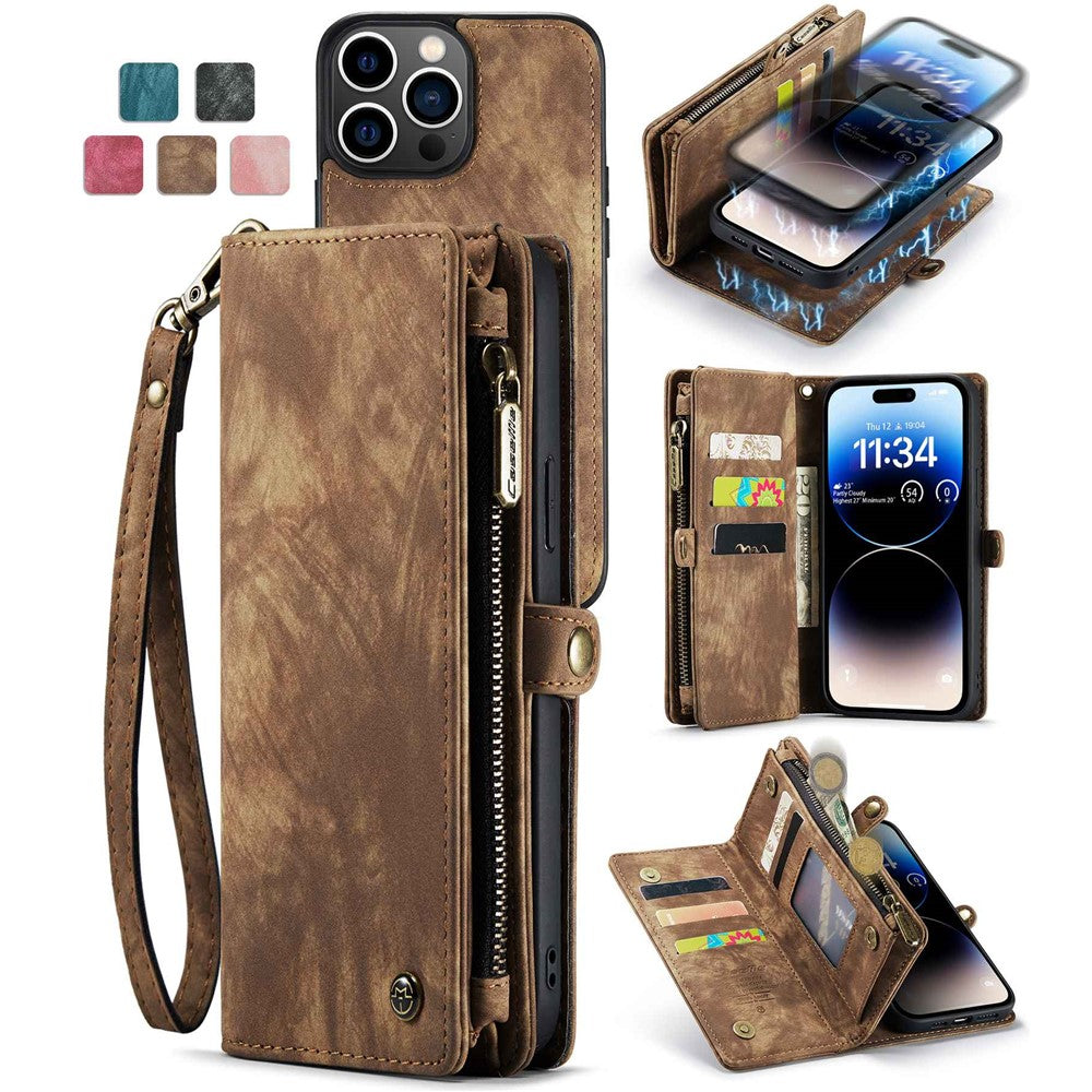 CASEME 008 Series Shock-Absorbed Detachable 2-in-1 Multi-function TPU + PU Leather Phone Wallet Stand Shell for iPhone 13 Pro Max 6.7 inch