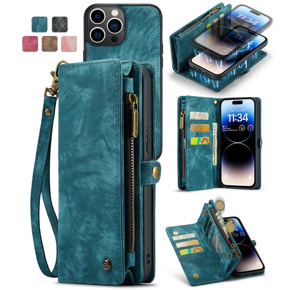 CASEME 008 Series Shock-Absorbed Detachable 2-in-1 Multi-function TPU + PU Leather Phone Wallet Stand Shell for iPhone 13 Pro Max 6.7 inch