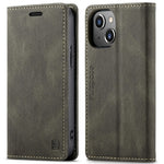 AUTSPACE A01 Series Premium Retro Mat PU Læder Pung Flip Stand Cover med RFID Blokeringsfunktion til iPhone 13 mini 5.4 tommer