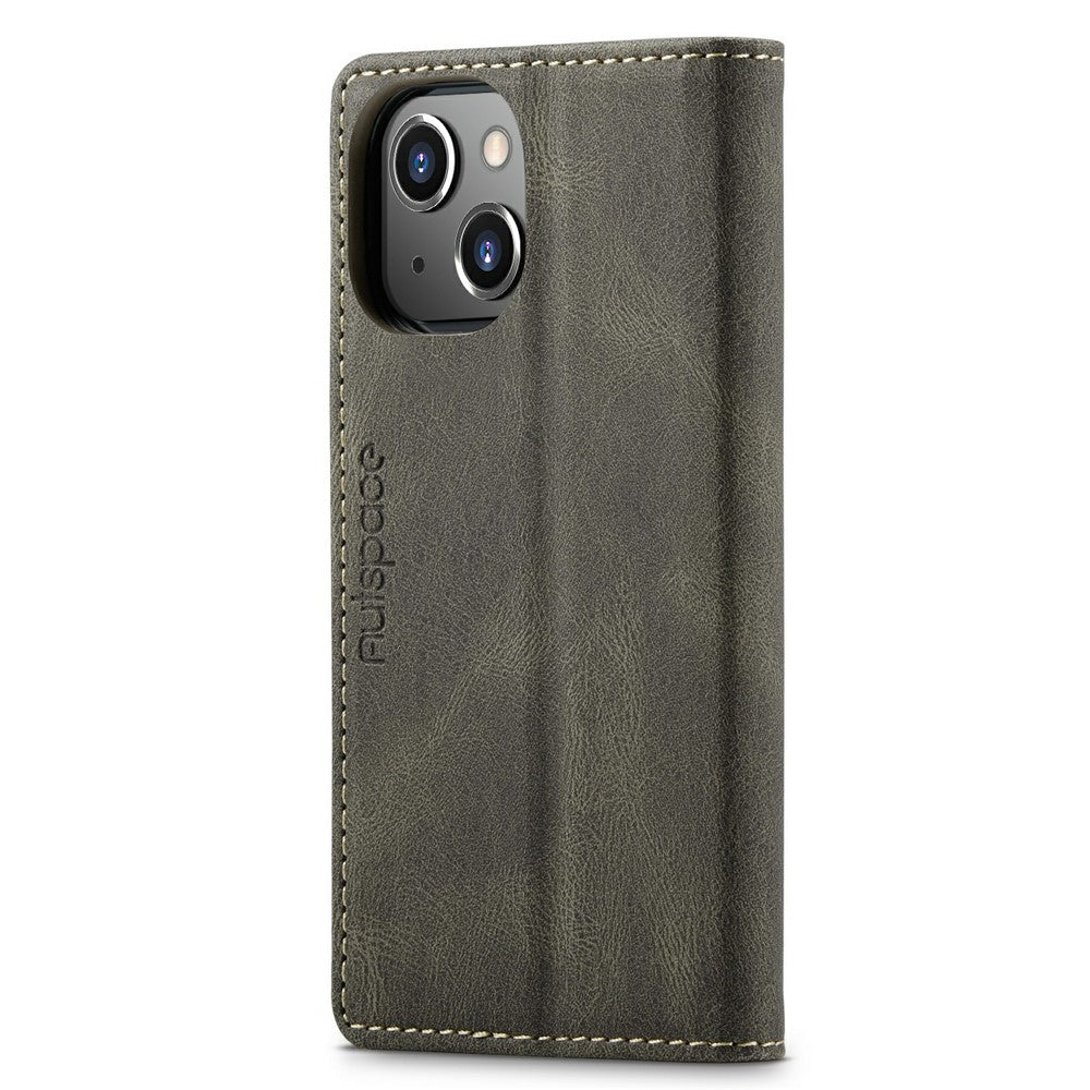 AUTSPACE A01 Series Premium Retro Mat PU Læder Pung Flip Stand Cover med RFID Blokeringsfunktion til iPhone 13 mini 5.4 tommer