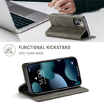 AUTSPACE A01 Series Premium Retro Mat PU Læder Pung Flip Stand Cover med RFID Blokeringsfunktion til iPhone 13 mini 5.4 tommer