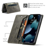 AUTSPACE A01 Series Premium Retro Mat PU Læder Pung Flip Stand Cover med RFID Blokeringsfunktion til iPhone 13 mini 5.4 tommer