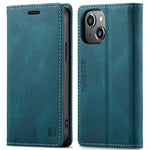 AUTSPACE A01 Series Premium Retro Mat PU Læder Pung Flip Stand Cover med RFID Blokeringsfunktion til iPhone 13 mini 5.4 tommer