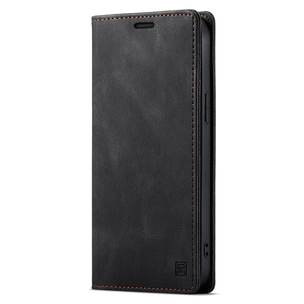 AUTSPACE A01-serien retro mat læderpung-etui med RFID-blokerende stativ, magnetisk flip-etui til iPhone 13 Pro Max 6,7 tommer