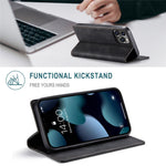 AUTSPACE A01-serien retro mat læderpung-etui med RFID-blokerende stativ, magnetisk flip-etui til iPhone 13 Pro Max 6,7 tommer