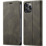 AUTSPACE A01-serien retro mat læderpung-etui med RFID-blokerende stativ, magnetisk flip-etui til iPhone 13 Pro Max 6,7 tommer