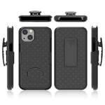 Anti-Drop Light Stylish Woven Texture Swivel Belt Clip Kickstand PC + TPU Hybrid Case for iPhone 13 mini 5.4 inch