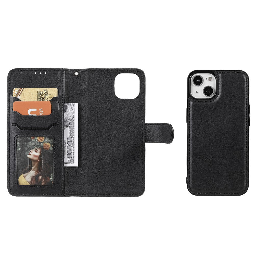 For iPhone 13 mini Case 2 in 1 Detachable Magnetic Leather Wallet Mobile Cover with Strap