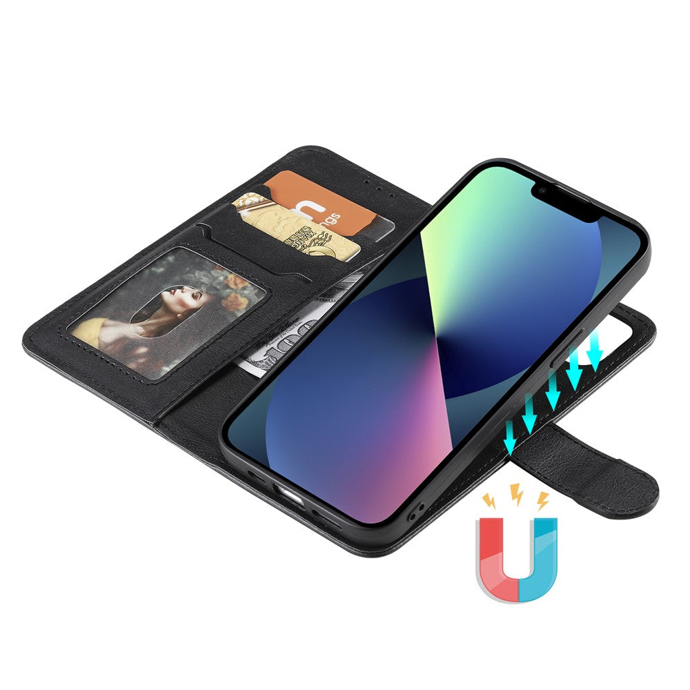For iPhone 13 mini Case 2 in 1 Detachable Magnetic Leather Wallet Mobile Cover with Strap