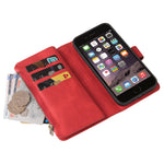 For iPhone SE (2022) / SE (2020) / 8 / 7 / 6 Zipper Wallet Case with 15 Card Slots and Strap Leather Phone Cover
