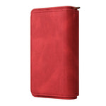 For iPhone SE (2022) / SE (2020) / 8 / 7 / 6 Zipper Wallet Case with 15 Card Slots and Strap Leather Phone Cover