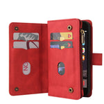 For iPhone SE (2022) / SE (2020) / 8 / 7 / 6 Zipper Wallet Case with 15 Card Slots and Strap Leather Phone Cover