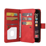 For iPhone SE (2022) / SE (2020) / 8 / 7 / 6 Zipper Wallet Case with 15 Card Slots and Strap Leather Phone Cover