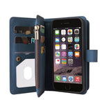 For iPhone SE (2022) / SE (2020) / 8 / 7 / 6 Zipper Wallet Case with 15 Card Slots and Strap Leather Phone Cover