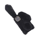 Bling Rhinestone Decor 3D Bunny Ears Soft Furry TPU Bumper Protective Skin Cover for iPhone 13 mini 5.4 inch