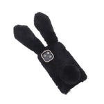 Bling Rhinestone Decor 3D Bunny Ears Soft Furry TPU Bumper Protective Skin Cover for iPhone 13 mini 5.4 inch